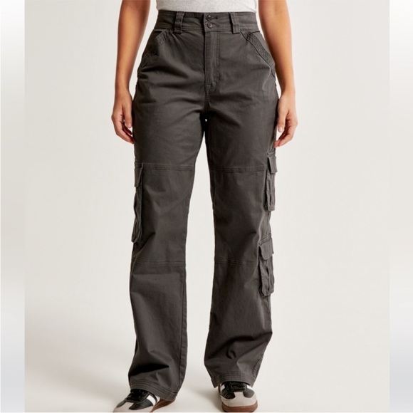 Abercrombie & Fitch Pants - Abercrombie & Fitch Dark Charcoal Wide-Leg Cargo Pants